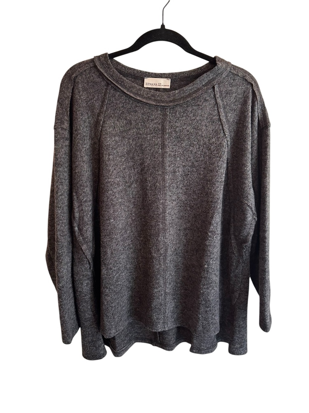 Zenana Outfitters Charcoal Gray Relaxed Crewneck Sweatshirt